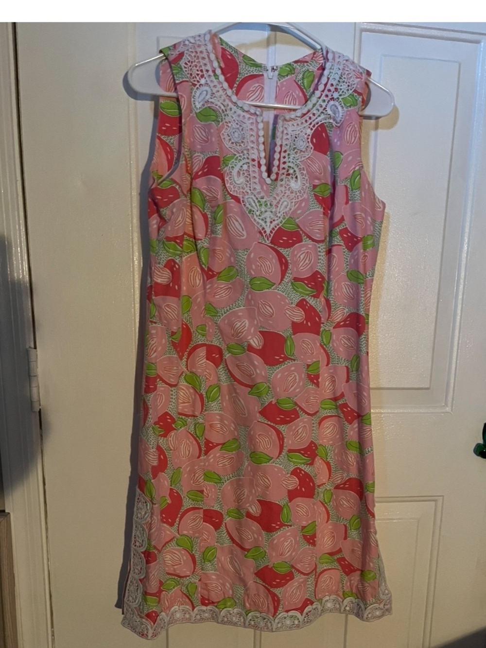 Lilly Pulitzer pink and green peaches midi Dress